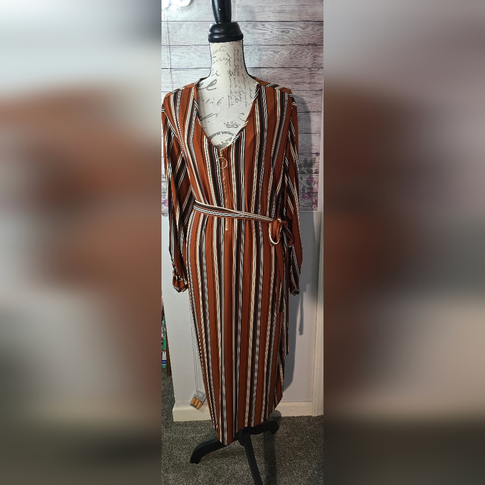 Striped Brown Dress
